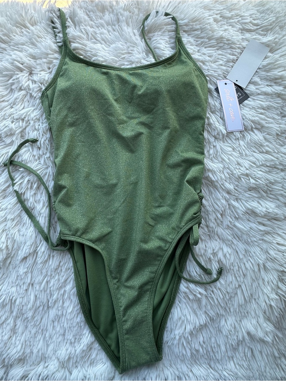 Salt + Cove Green Shimmer One-Piece Swimsuit size XS